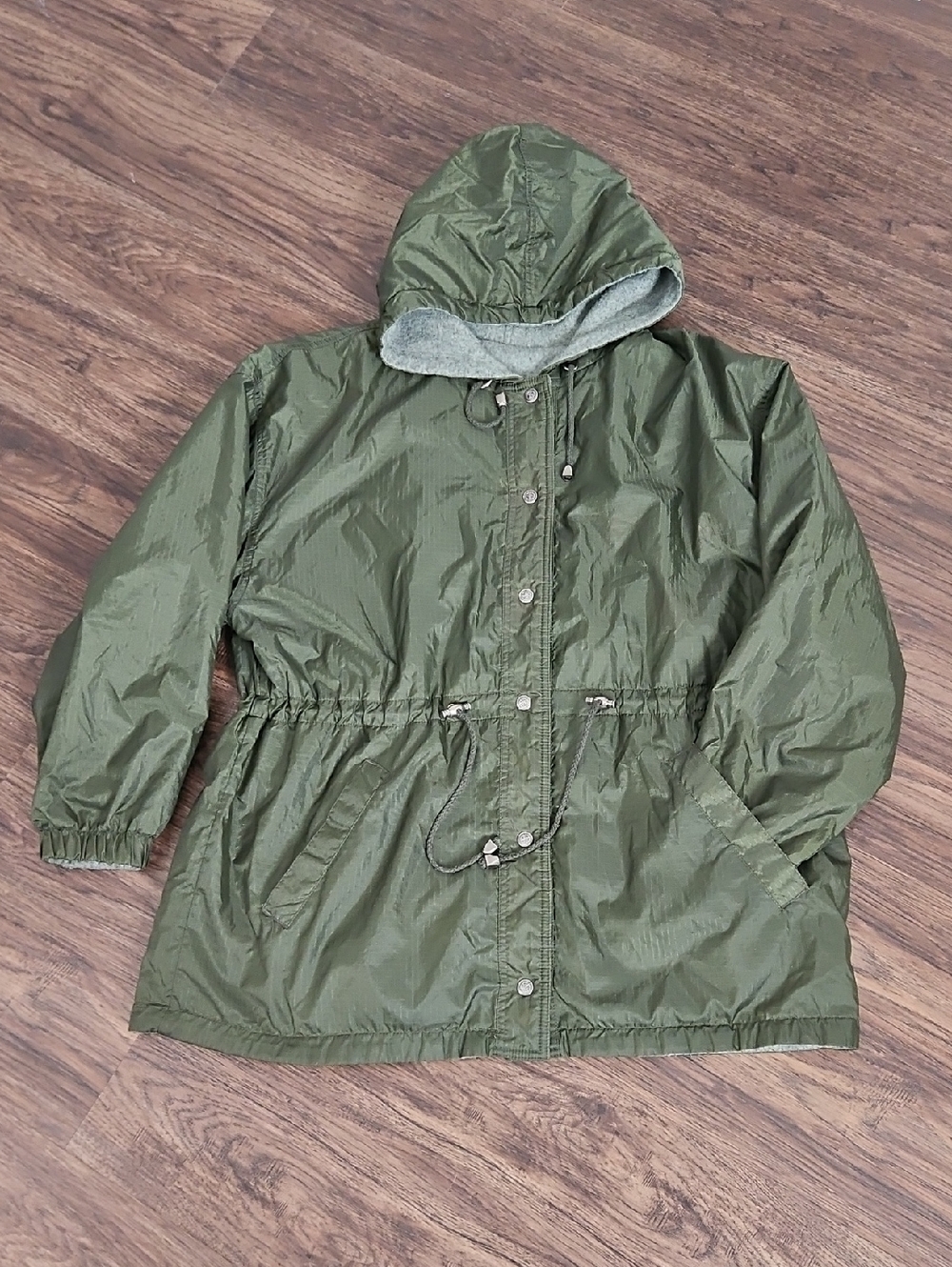 Vintage Basic Editions Olive Reversible Hooded Utility Jacket Women's XL